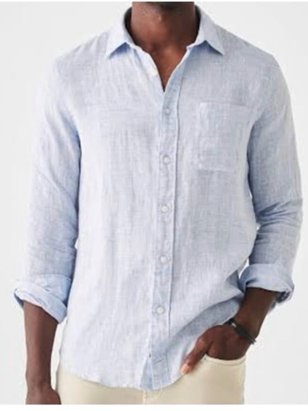 Faherty Laguna Linen Light Blue Button-Down Shirt
